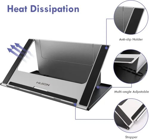 Vista 3 de HUION Soporte ajustable multiángulo portátil de escritorio para monitor de dibujo gráfico de 10-15.6 pulgadas, pantalla de bolígrafo, adecuado