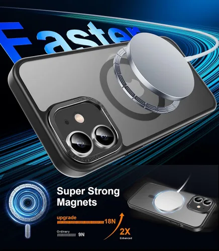 Vista 2 de SEXYMOM Funda magnética para iPhone 11 con protector de pantalla, compatible con carga inalámbrica, prueba de caídas de grado militar de 21 pies, a