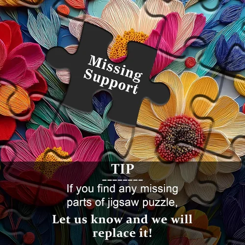 Vista 7 de Rompecabezas de flores coloridas para adultos, rompecabezas floral de plantas quilladas, arte de tela, rompecabezas de jardín de flores de primavera