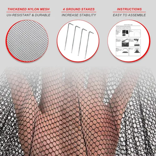 Vista 8 de Kapler Red de cúpula para cubierta de estanque – Protector grande de piscina de peces de jardín al aire libre de 13 x 17 pies con cremallera