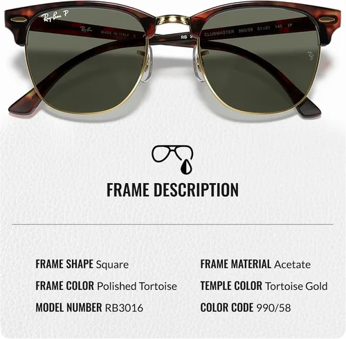 Vista 35 de Ray-Ban RB3016 CLUBMASTER CLASSIC - Gafas de sol de forma cuadrada con kit oficial de gafas