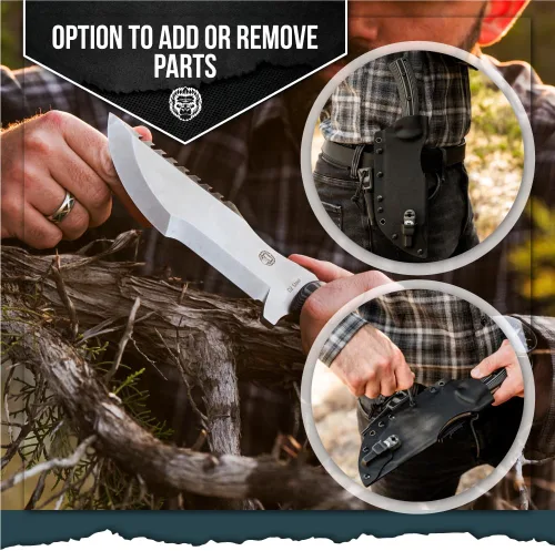 Vista 6 de Holtzman's Gorilla Survival Tracker Cuchillo de caza y campamento de hoja fija con iniciador de fuego y kit completo de supervivencia táctica
