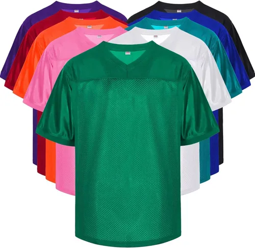 Vista 3 de Camiseta de fútbol en blanco, camiseta de fútbol de malla lisa de los años 90, hip hop, retro, activa, unisex, para entrenamiento, camiseta