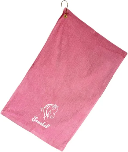 Vista 10 de SONA G DESIGNS Toalla de mano bordada de caballo de algodón con clip - se puede personalizar (Aqua)