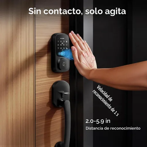 Vista 2 de NUTOMO Palm Vein Smart Lock: cerradura de palma para puerta de entrada sin llave, teclado WiFi integrado, cerrojo digital electrónico con control