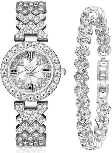 Vista 8 de CdyBox Las mujeres al por mayor 6 paquetes de amor impreso pulsera relojes conjunto un montón diamante envoltura alrededor de brazalete reloj