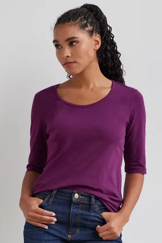 Vista 4 de Fair Indigo Camiseta orgánica de media manga con cuello redondo para mujer