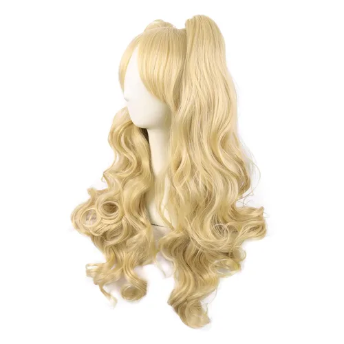 Vista 31 de Peluca MapofBeauty Lolita para disfraz, cabello largo, rizado, con coleta, Blanco