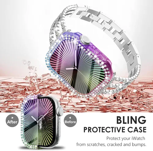 Vista 129 de Surace Bling - Carcasa con protector de pantalla para Apple Watch Series 3, 2, 1 de 1.496 pulgadas