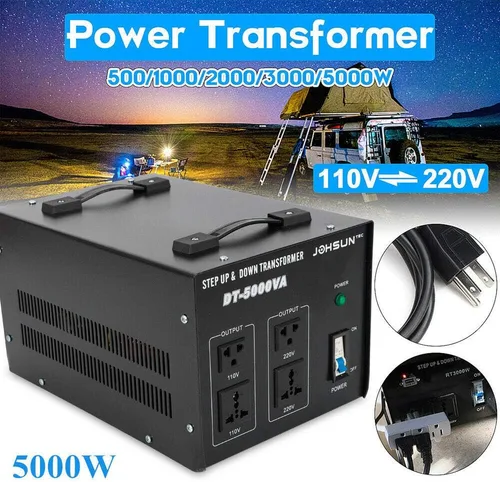 Vista 2 de Convertidor de transformador de voltaje elevador y reductor de 5000 W, 110-220 voltios, arranque suave y carga completa, protección del disyuntor