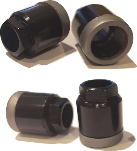 Vista 2 de Muzzys Juego de 4 tuercas universales de montaje de vástago de válvula de aire con sensor TPMS negro y plateado, sustituye a Schrader 20002 20003