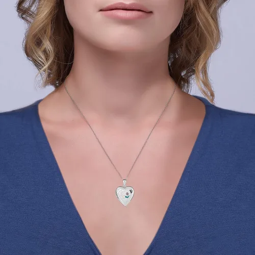 Vista 5 de AVORA - Collar con colgante de corazón de plata de ley 925 con cadena de 17.7in