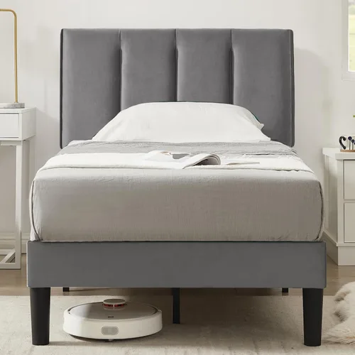 Vista 28 de VECELO Base de cama de tamaño individual con cajón de almacenamiento, base de cama de plataforma resistente con cabecera y fuerte soporte de Negro