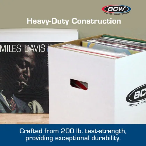 Vista 4 de BCW Cajas de almacenamiento de discos de vinilo, paquete de 3, capacidad para 65 LPs cada una, caja de almacenamiento apilable de discos de vinilo