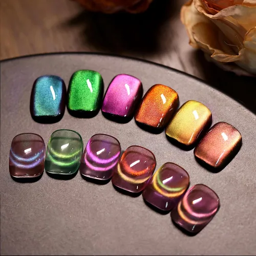 Vista 28 de Born Pretty - Esmalte de uñas de gel magnético 9D con purpurina reflectante, esmalte de gel holográfico de color gato magnético, juego de 7ml, 6