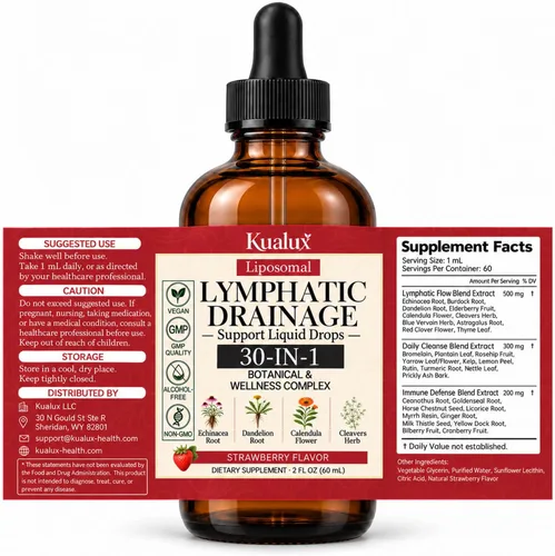 Vista 11 de Gotas de drenaje linfático liposomal, fresa, 60 porciones, 2 fl oz