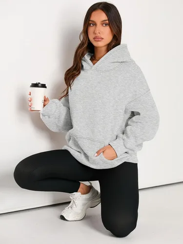 Vista 5 de EFAN Sudaderas de manga larga con capucha para mujer, holgadas, con forro de polar, con bolsillos, para invierno y otoño, estilo Y2K de los 2000