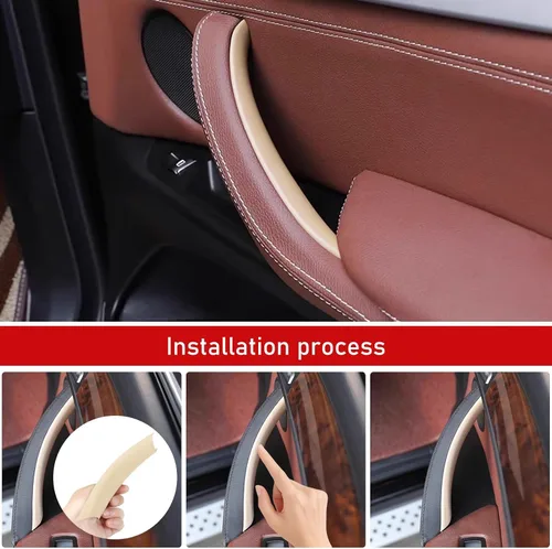 Vista 3 de TTCR-II Compatible con 2007-2013 BMW X5 cubierta para manija de puerta X6 2008-2014, 3 piezas de cubierta interior de manija de puerta beige para X5