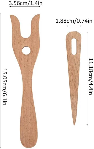 Vista 3 de Yosoo Health Gear Herramientas de tejer - Tenedor, herramientas de tejido de madera para pulseras, collares y proyectos trenzados