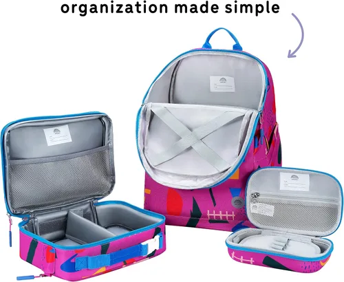 Vista 5 de Juego de mochila para niños de 16 pulgadas con bolsa de almuerzo aislada y estuche para lápices
