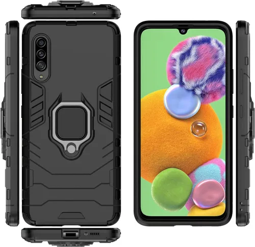 Vista 3 de Compatible con Samsung Galaxy A90 5G, soporte de anillo de metal, a prueba de golpes, parachoques duro