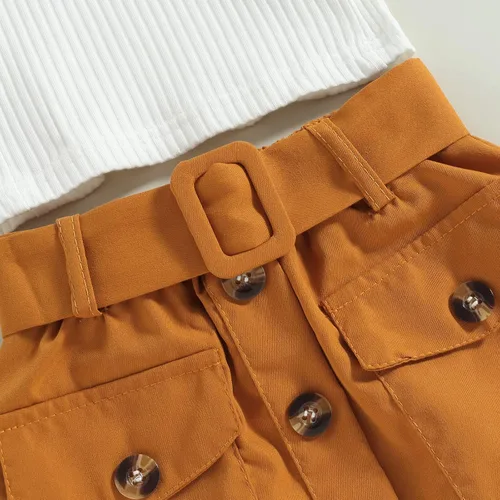 Vista 20 de TheFound Trajes de verano para niñas pequeñas, sin mangas, de punto acanalado, halter, pantalones cortos, ropa para recién nacidos, conjunto de 3