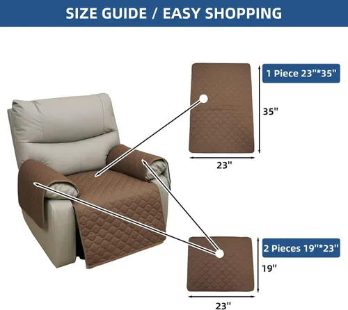 Vista 6 de Eismodra Fundas Impermeables para Sillas Reclinables para Fundas de Sofá Reclinable Cojín de Asiento, Funda de Sofá Antideslizante para Perros Marrón