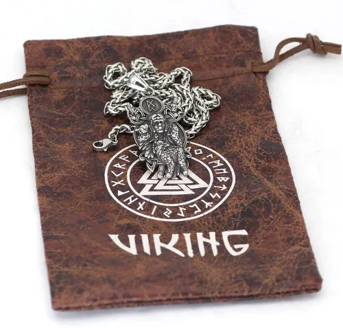Vista 6 de GuoShuang Collar vikingo con panel nórdico de valquiria freya para hombre, regalo vikingo, joyería colgante vikinga de acero inoxidable, Acero