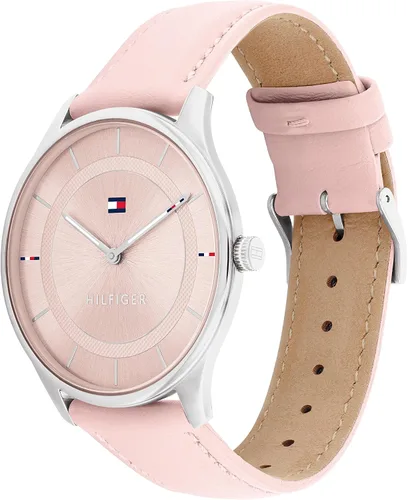Vista 2 de Tommy Hilfiger 1782527 - Caja de acero inoxidable y correa de piel de becerro para mujer Color rosa Rosado