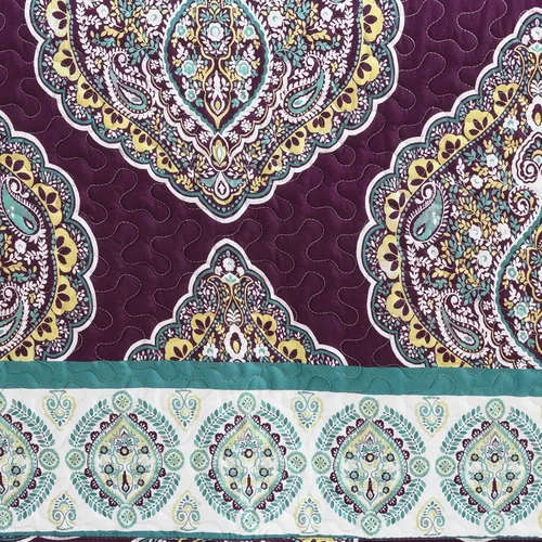 Vista 4 de Lush Decor Harley - Juego de edredón de 5 piezas, matrimonial/queen, morado y turquesa