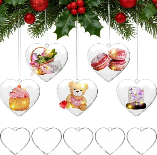 Vista 9 de Barelove Esferas transparentes rellenables, 10 bolas transparentes para manualidades, esferas decorativas colgantes de plástico para decoración