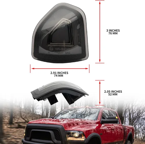 Vista 7 de Espejo lateral LED luces intermitentes para Dodge Ram 2010-2018 1500 2500 3500 Pickup ámbar Led espejo de remolque intermitente lámpara izquierda