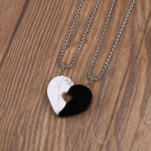 Vista 5 de COAI Collares con colgante de corazón en corazón para parejas