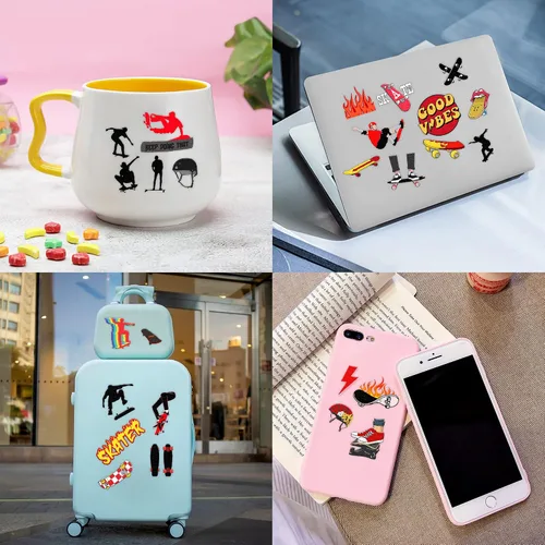Vista 7 de 96 tatuajes temporales precortados para patineta, decoraciones de fiesta de cumpleaños con temática de patinaje, divertidas calcomanías para niños