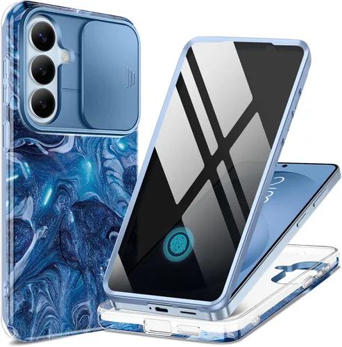 Vista 15 de GVIEWIN - Funda para Samsung Galaxy S26 Plus con cubierta deslizante para cámara de mármol Built-in Screen Protector, Military-Grade Shockproof