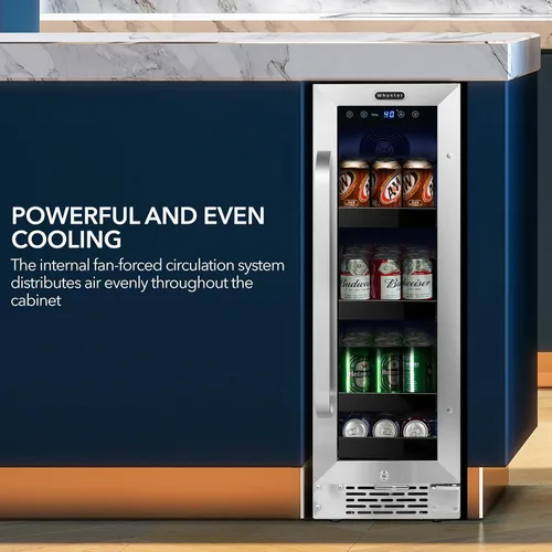 Vista 7 de Whynter BBR-638SB Refrigerador y enfriador de bebidas integrado debajo del mostrador de 12 pulgadas, refrigerador con puerta de vidrio, 2.0 pies