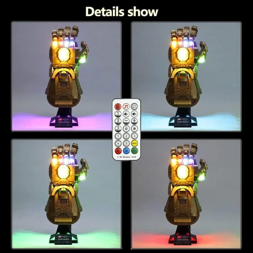 Vista 4 de Kyglaring Kit de iluminación LED (sin modelo) diseñado para Lego Infinity Gauntlet 76191 Thanos Juego de construcción de modelo de guantelete