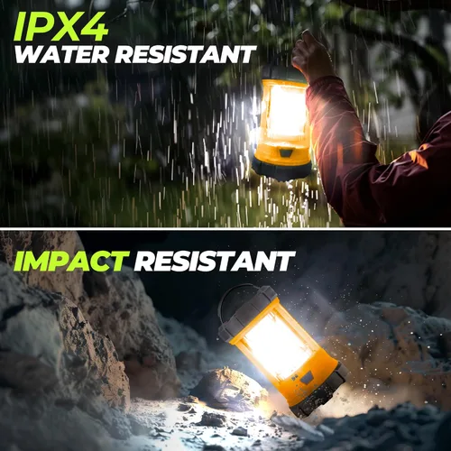 Vista 5 de Linterna de campamento de 3000 lúmenes, faroles LED para cortes de energía con cargador de teléfono de 4400 mAh, linterna recargable resistente a