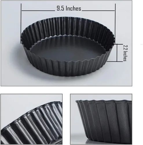 Vista 4 de Webake Molde para tartas de 9.5 pulgadas, bandeja para quiche resistente, parte inferior extraíble, antiadherente, para hornear