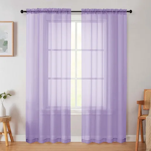 Vista 129 de 2 paneles de cortinas traslúcidas blancas para dormitorio, sala de estar, 96 pulgadas de largo, modernas, suaves, ligeras, con bolsillo para barra