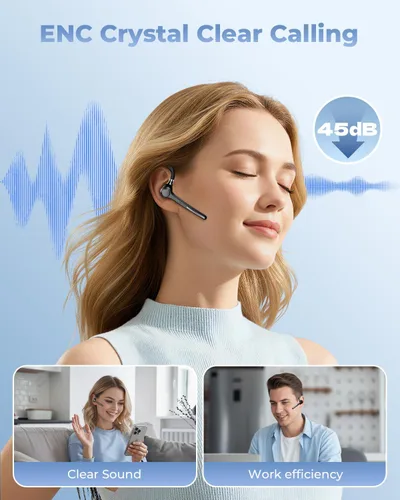 Vista 5 de Ngsod Auriculares Bluetooth V5.4, USB Dongle auricular inalámbrico con micrófono para el trabajo 500mAh Charging Case,50H Talk Time,Dual connect &