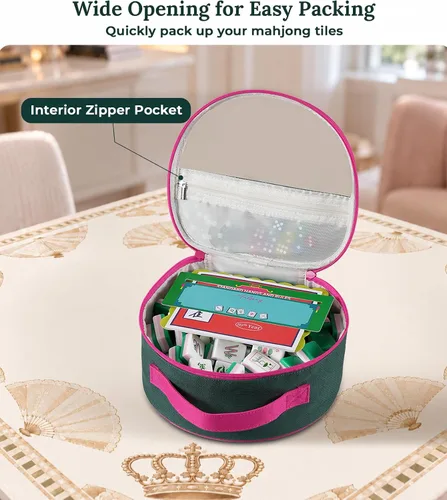 Vista 4 de Colorblock Mahjong - Bolsa para azulejos Mahjong de hasta 1.4 pulgadas Verde