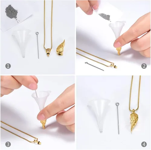Vista 5 de Collar de urna de cremación de ala de ángel para cenizas, medallón de urna conmemorativa, colgante de cenizas, regalo de recuerdo para mujeres