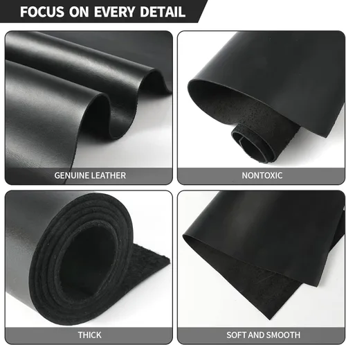 Vista 5 de RingSun Hojas de cuero genuino para manualidades (0.079 pulgadas), cuero de grano completo para costura de herramientas (6 x 12 pulgadas, negro)