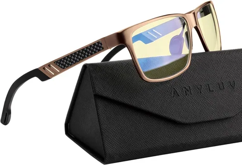 Vista 26 de ANYLUV Blue Light Blocking Glasses Men Computer Gaming Glasses Lightweight Al-Mg Metal Anti Eyestrain Eye Protection
