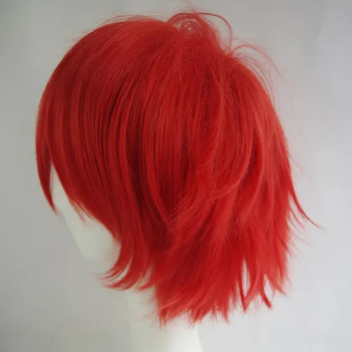 Vista 7 de Alacos Peluca unisex corta y lacia, color rojo, esponjosa, con cabeza completa, para hombres y mujeres, pelo puntiagudo, anime, fiestas