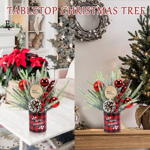 Vista 9 de GTIDEA 1 Pcs Christmas Centerpieces Mini Tree with LED Lights for Tables