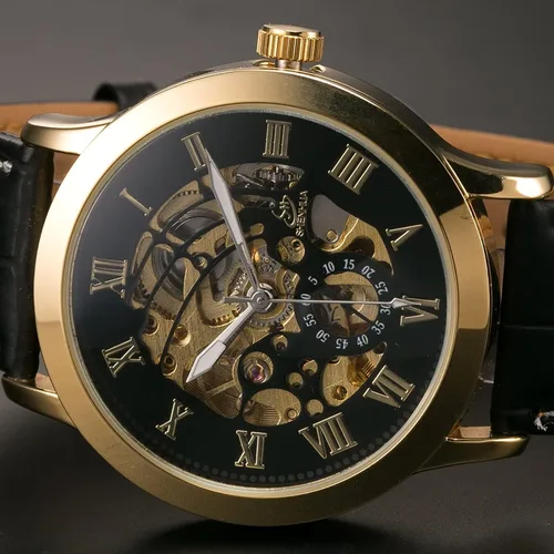 Vista 3 de Carrie Hughes Mens Gold Steampunk Skeleton Mechanical Automatic Watch CH13