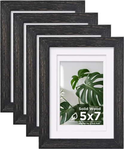 Vista 46 de Egofine - Juego de 4 portarretratos A4 de madera maciza y cubierta de plexiglás de 4 x 6/6 x 8 pulgadas con paspartú o A4 sin paspartú, para mesa