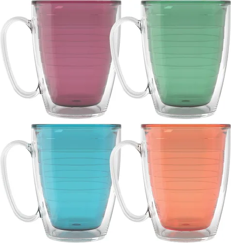 Vista 40 de Tervis Vaso aislado de mesa transparente y colorido fabricado en Estados Unidos con doble pared, taza de viaje que mantiene las bebidas frías